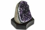 Deep Purple Amethyst Geode With Wood Base - Uruguay #368328-2